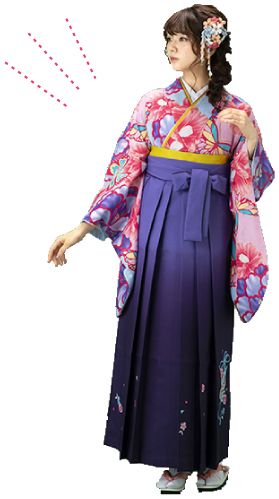 着物も女の子らしくキュート 卒業式袴・二尺袖レンタル イメージ