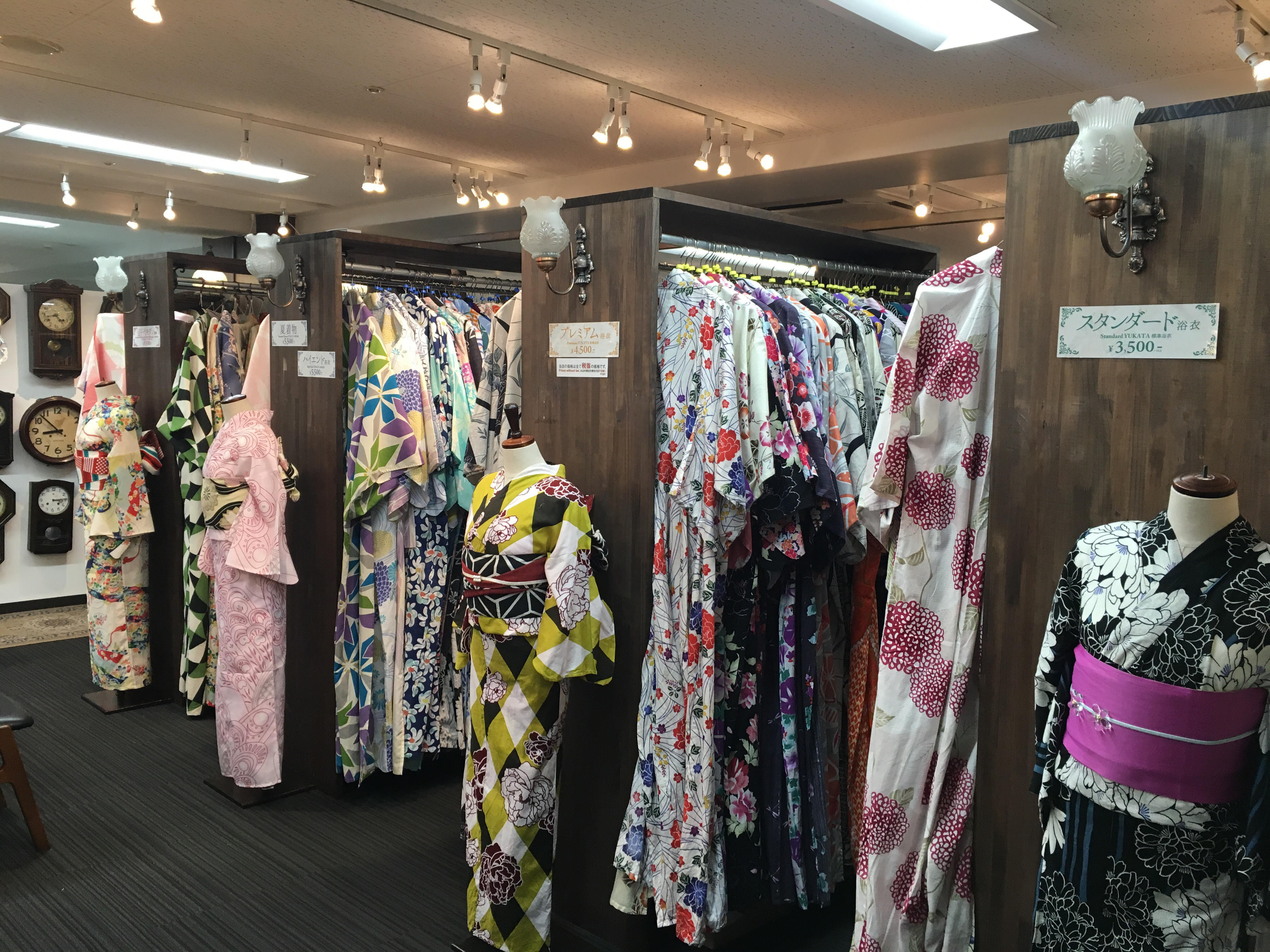Some many kimonos and yukatas at Wargo!