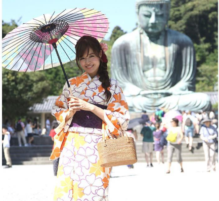 wearing summer kimono